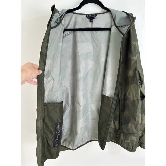 Men's Green Camo Print XXL Packable lightweight Jacket - All in Motion hooded - Picture 13 of 16
